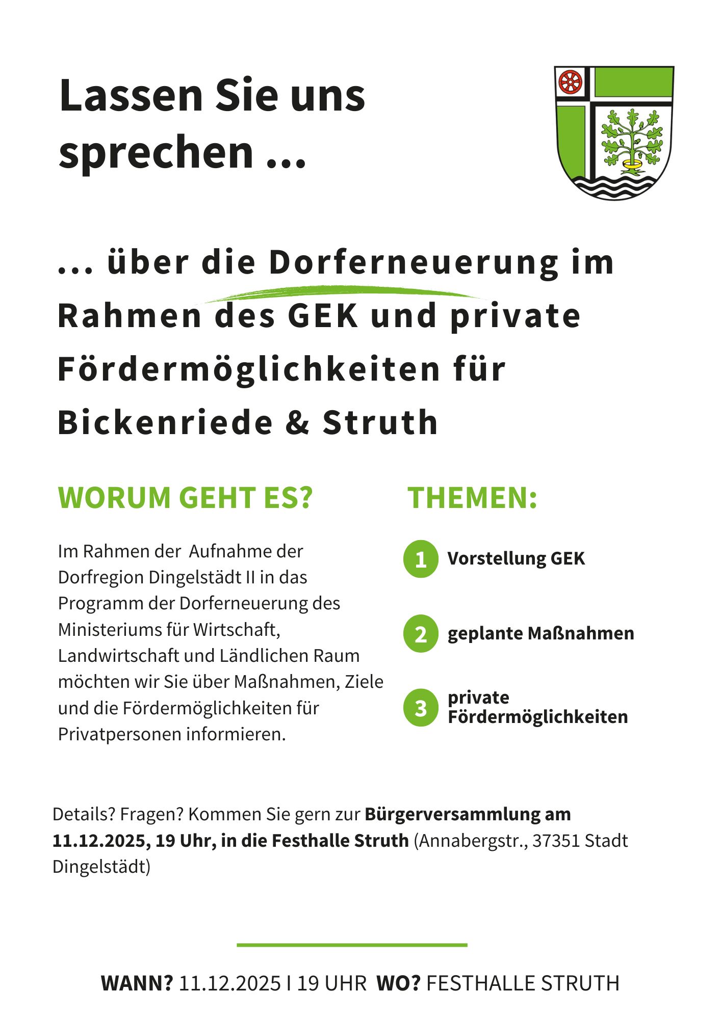 Bürgerversammlung für Bickenriede & Struth Bürgerversammlung für Bickenriede & Struth