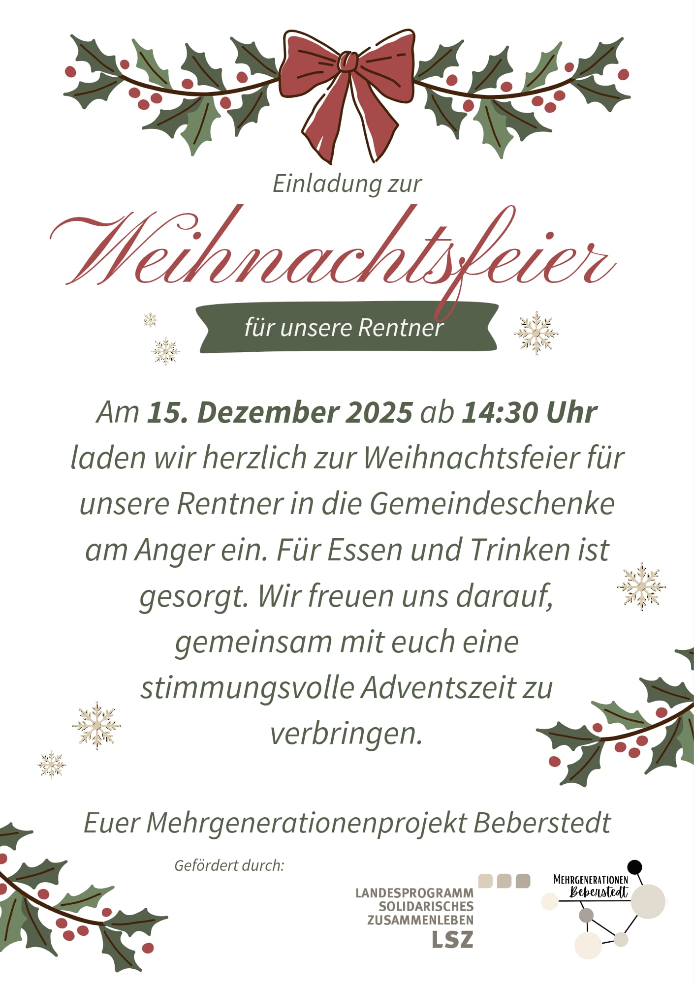 Rentnerweihnachtsfeier