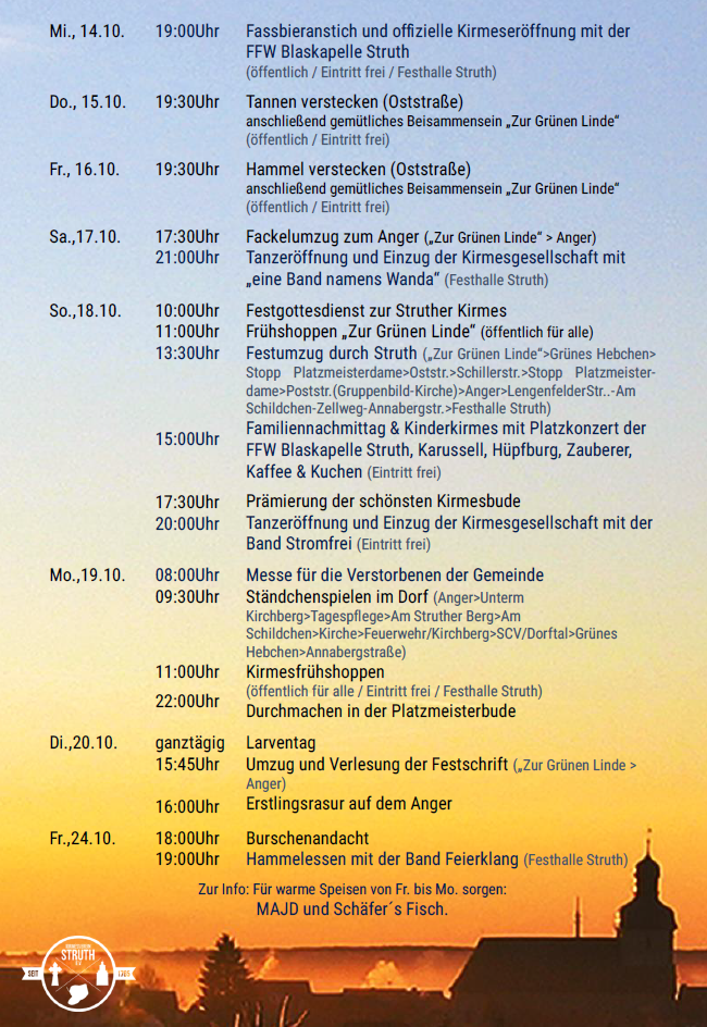Kirmesprogramm Struth detailliert
